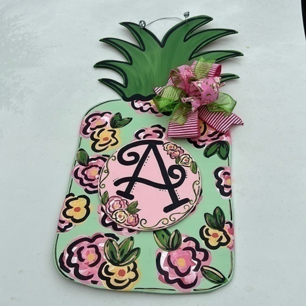 Large Monogram Letter A Pineapple door wreath indoor Outdoor decoration summer